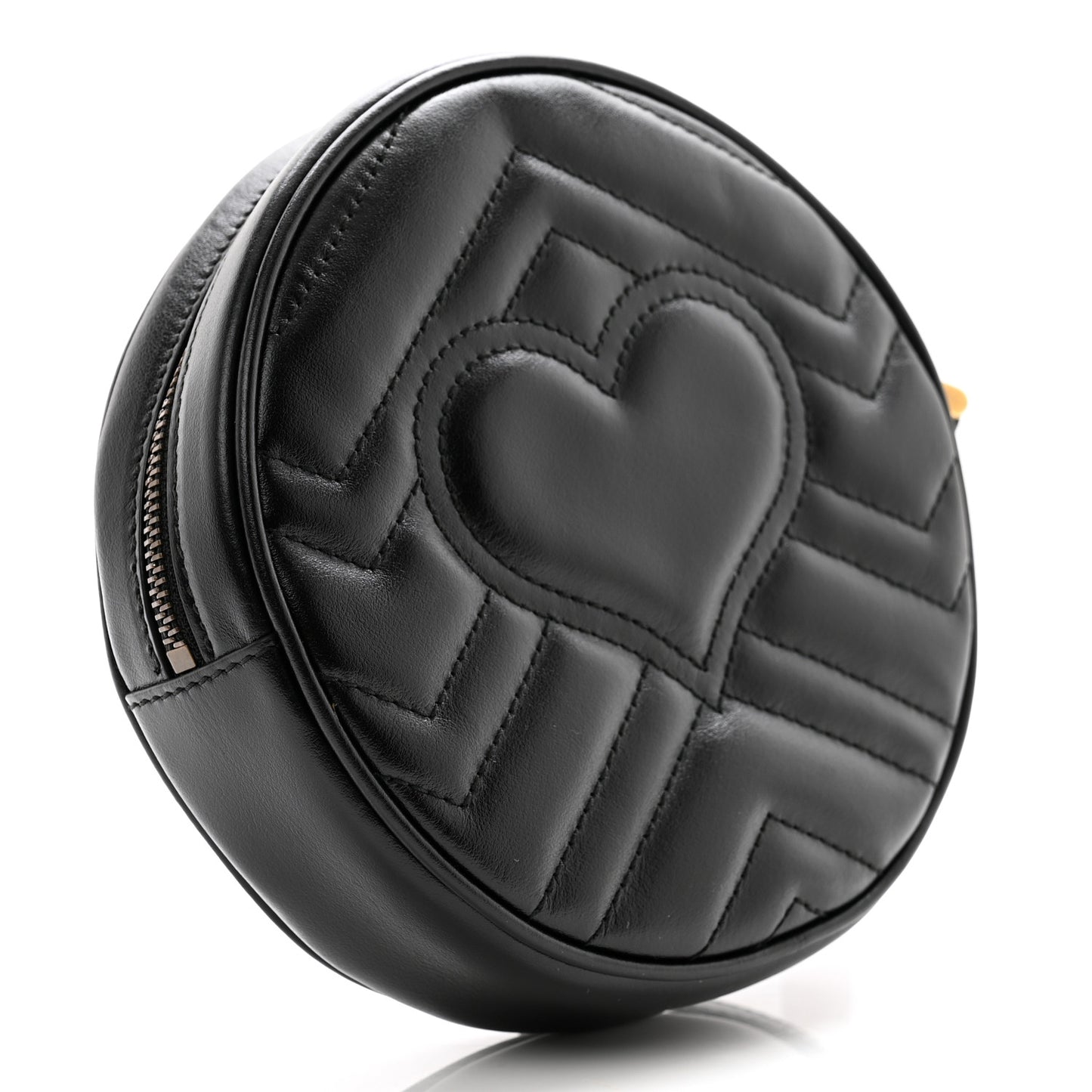 Calfskin Matelasse GG Marmont Round Wrist Wallet Black