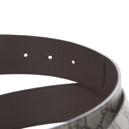 Gucci GG Supreme Monogram Matte Plutone Calfskin Double G 40mm Belt 80 32 Beige Ebony New Acero 3 of 5