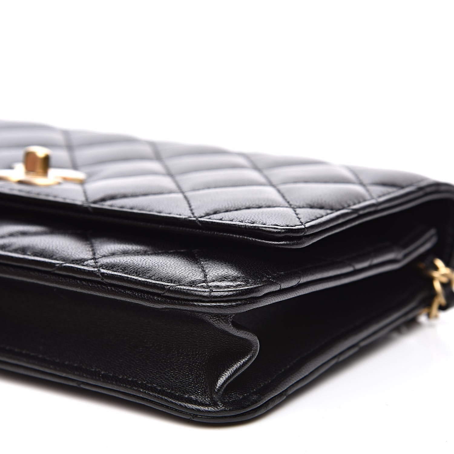 Chanel Lambskin Quilted CC Pearl Crush Wallet on Chain WOC Black 10 of 14