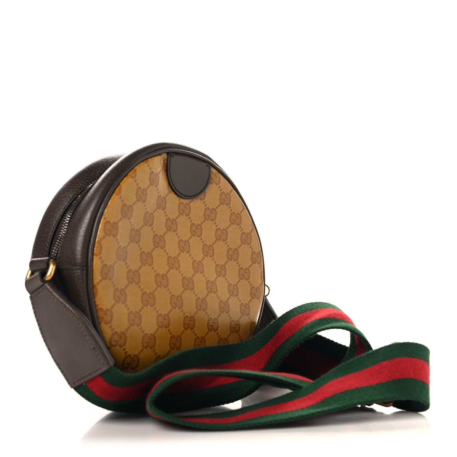Gucci X ADIDAS Crystal Vintage Monogram Textured Dollar Calfskin Web Trefoil Small Ophidia Round Shoulder Bag Mid Natural Nut Off White New Acero 3 of 10