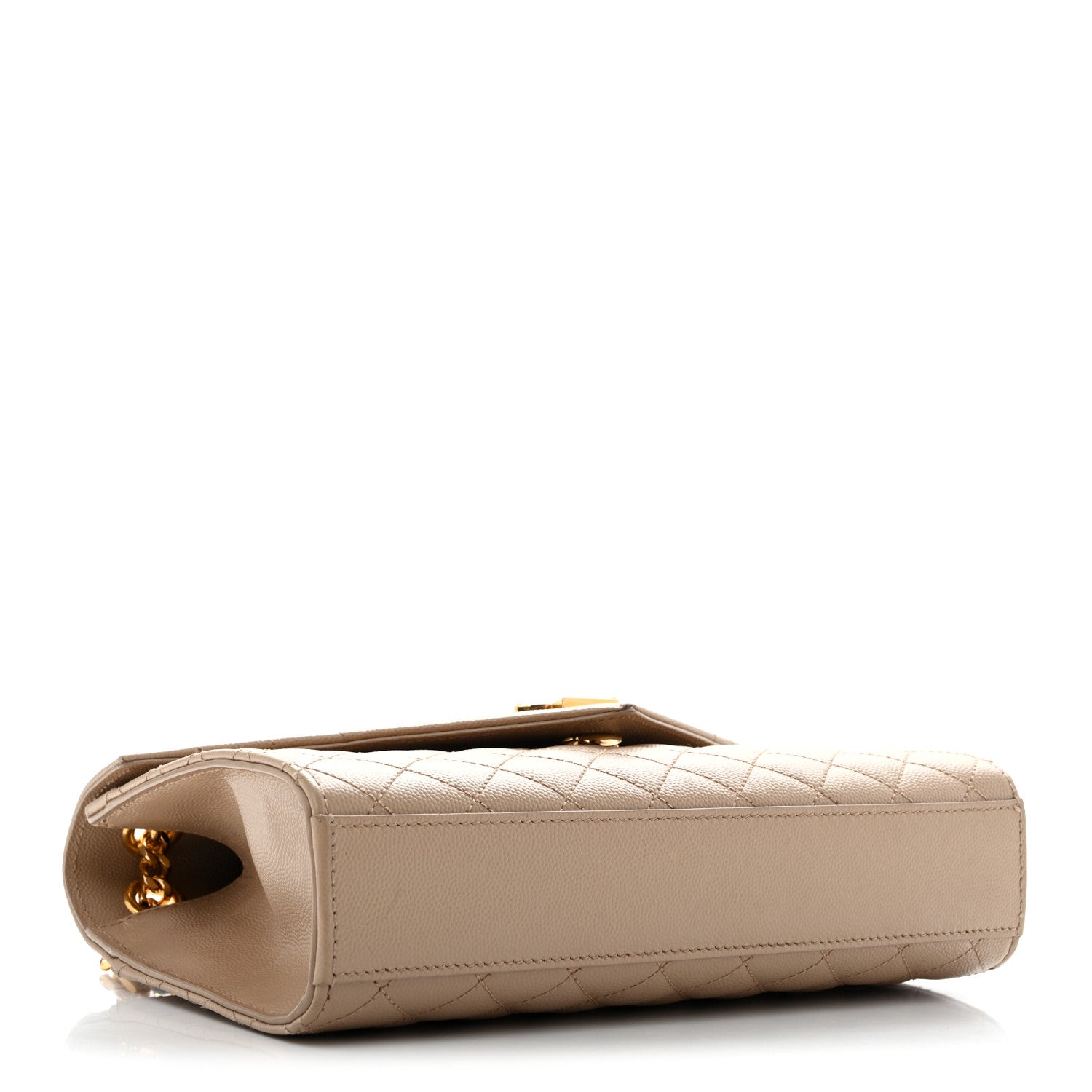 Saint Laurent Grain De Poudre Textured Mixed Matelasse Medium Triquilt Monogram Satchel Dark Beige 3 of 12