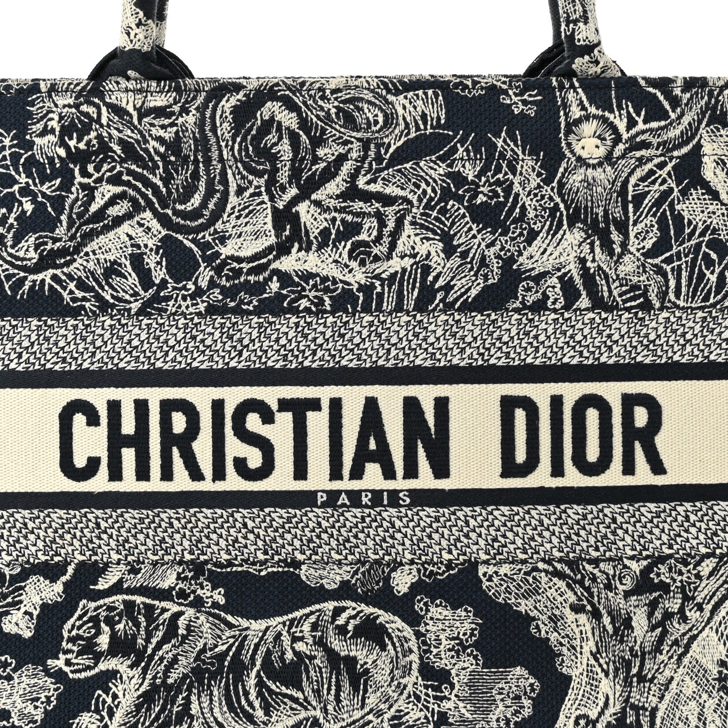 Christian Dior Canvas Embroidered Medium Dioriviera Toile De Jouy Reverse Book Tote Blue 8 of 10