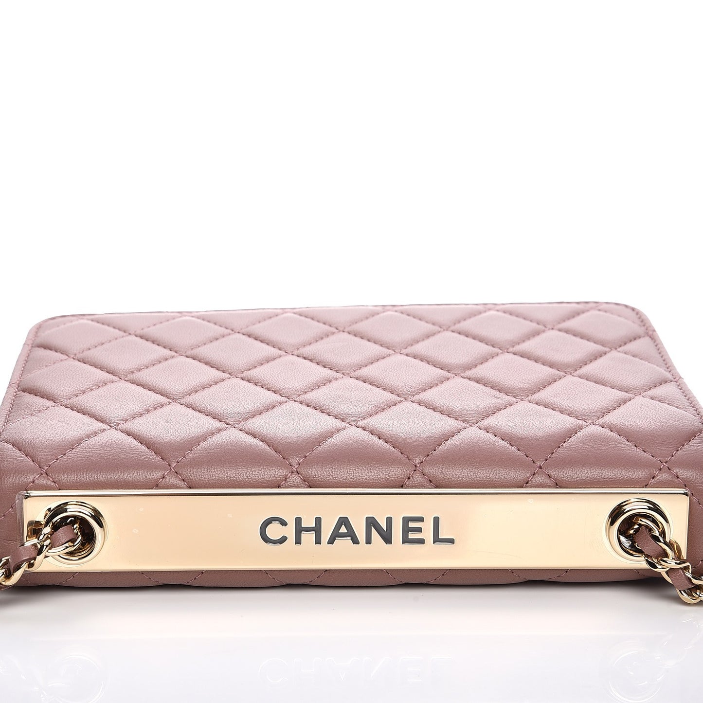 Lambskin Quilted Trendy CC Wallet On Chain WOC Pink