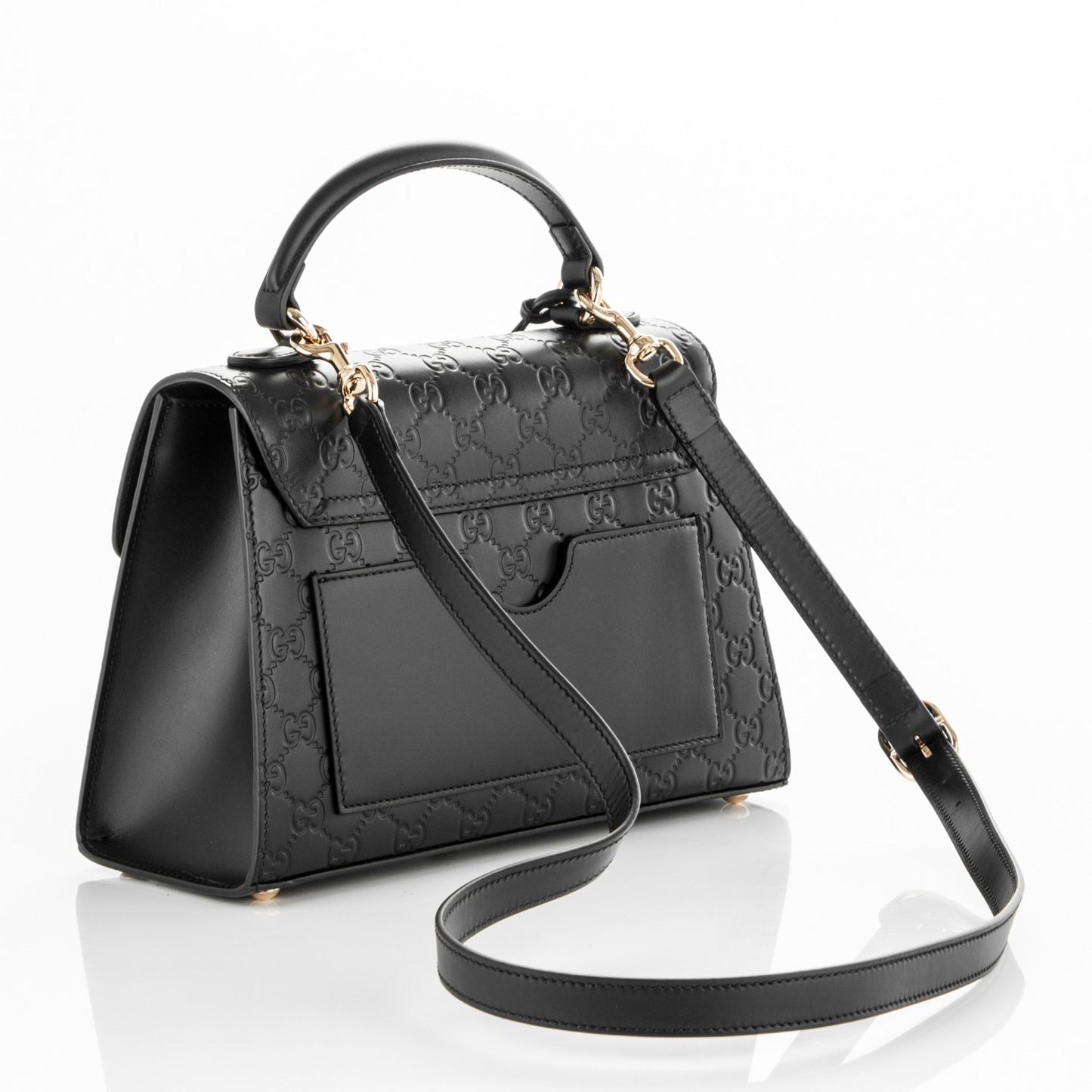 Guccissima Signature Small Padlock Top Handle Bag Black
