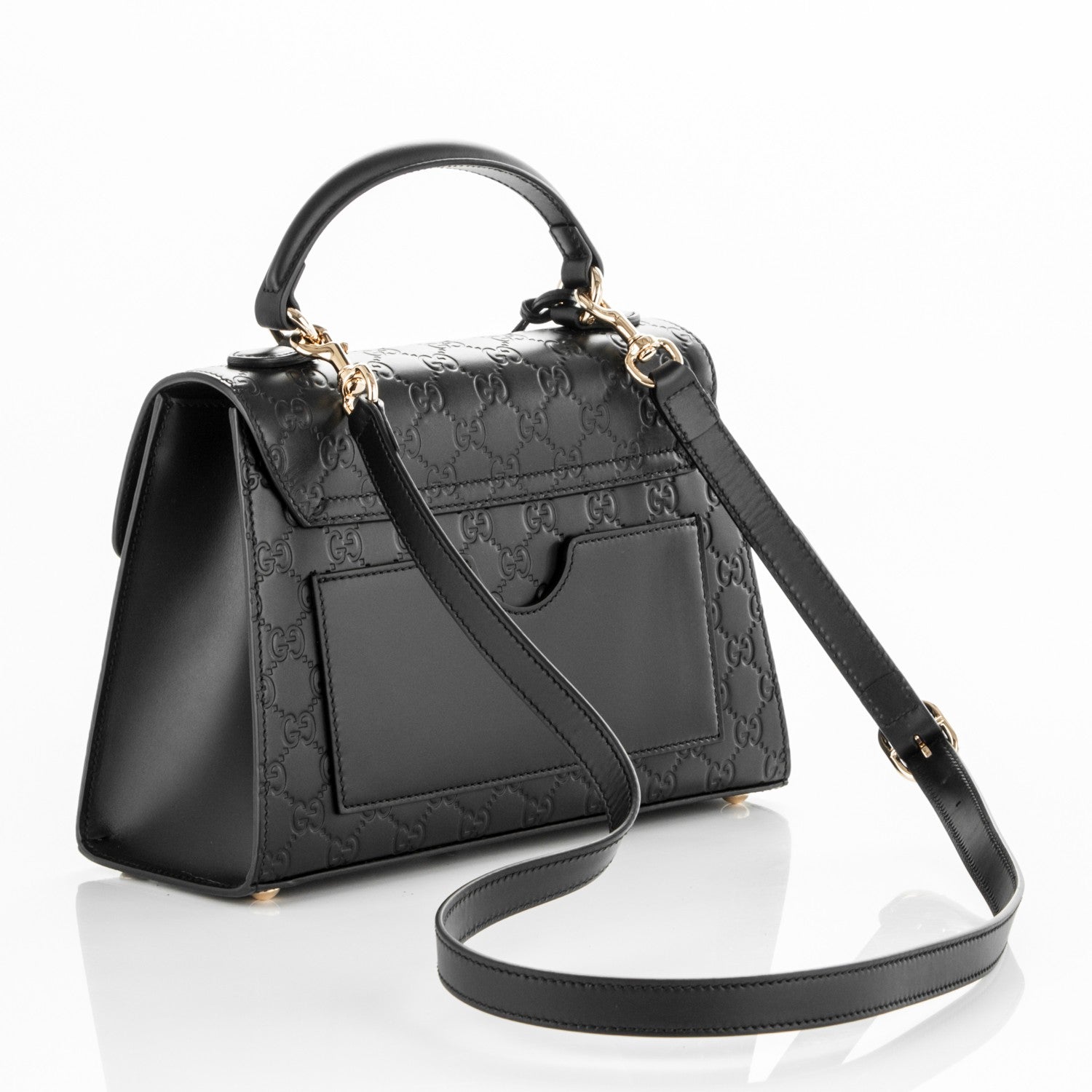 Gucci Guccissima Signature Small Padlock Top Handle Bag Black 3 of 7