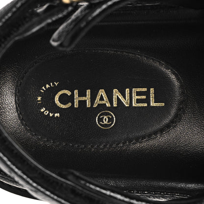 Chanel Grained Calfskin Velcro Dad Sandals 37 Black 9 of 10
