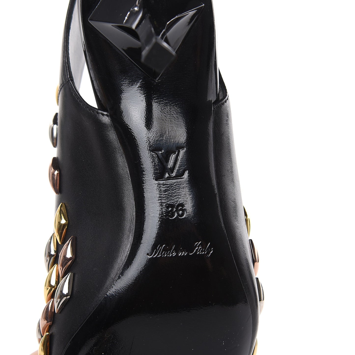 Calfskin Studded Gold Rush Slingback Pumps 36 Black