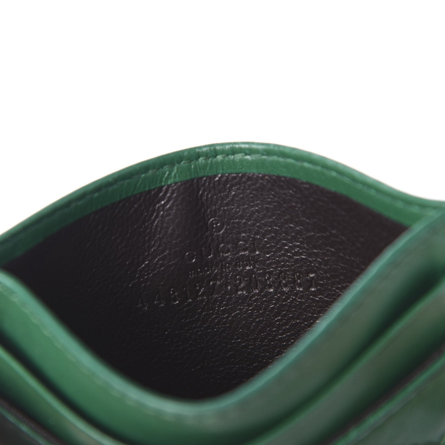 Calfskin Matelasse GG Marmont Card Holder Emerald Green