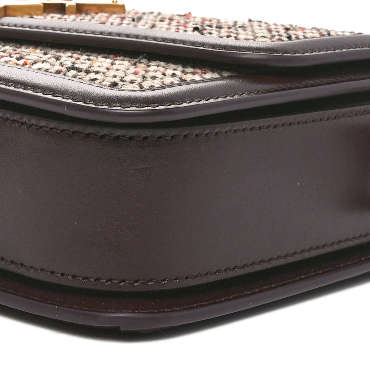 Tweed Houndstooth Medium Solferino Satchel Umber