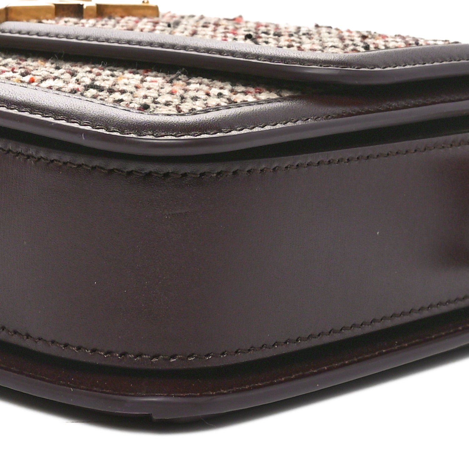 Saint Laurent Tweed Houndstooth Medium Solferino Satchel Umber 9 of 9