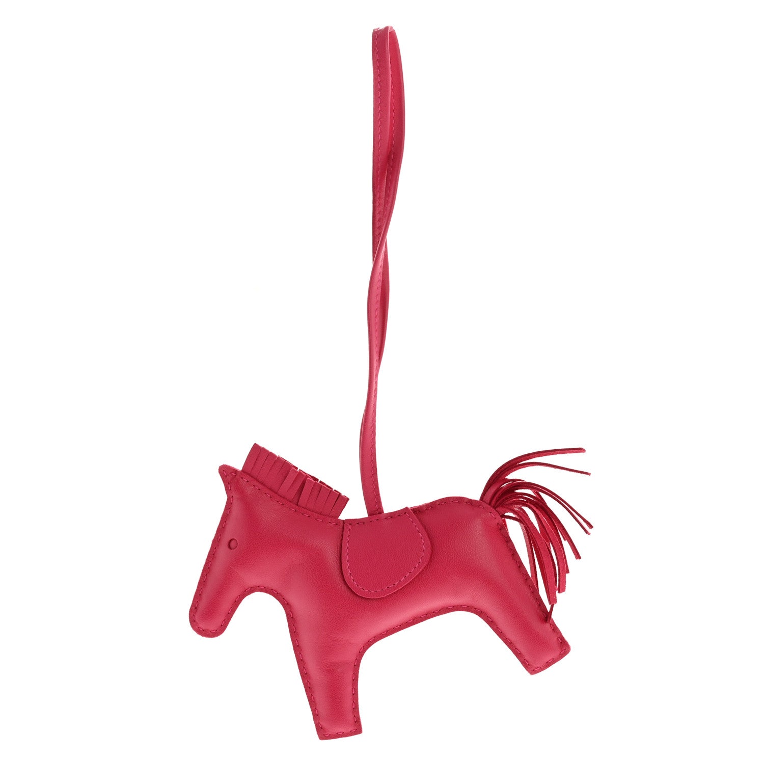 Hermes Milo Lambskin Grigri Rodeo Horse Bag Charm MM Rose Mexico 1 of 4