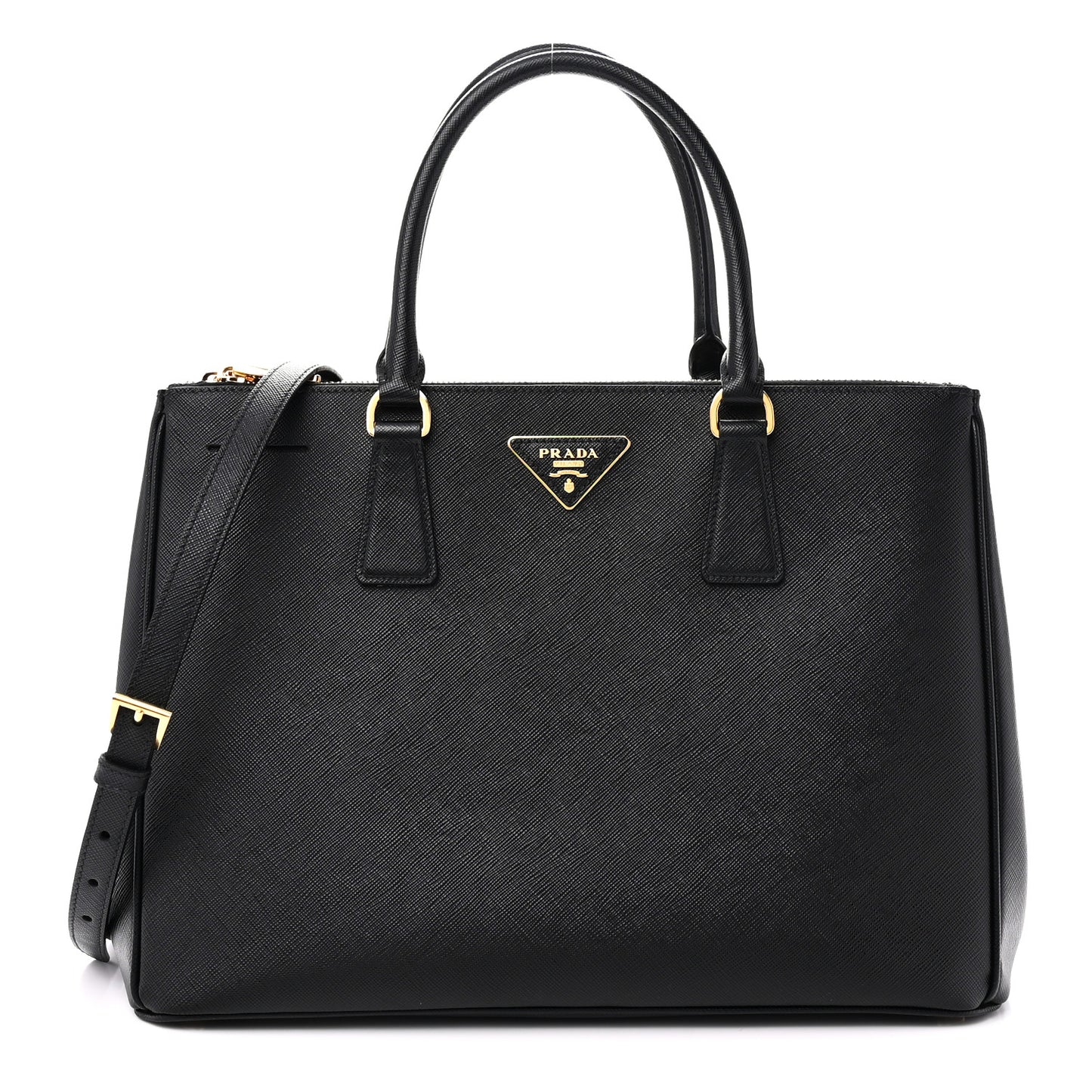 Saffiano Medium Galleria Double Zip Tote Black