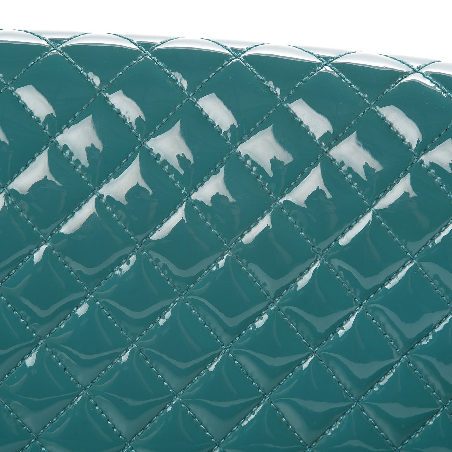 Patent Calfskin Quilted Medium Plexiglass Boy Flap Turquoise