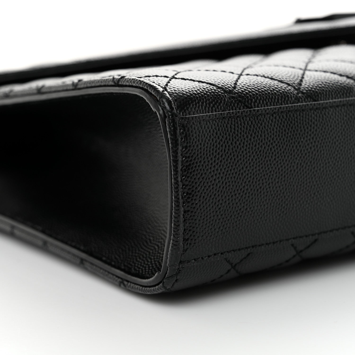 Saint Laurent Grain De Poudre Textured Mixed Matelasse Large Triquilt Monogram Monochrome Satchel Black 8 of 9