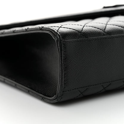 Saint Laurent Grain De Poudre Textured Mixed Matelasse Large Triquilt Monogram Monochrome Satchel Black 8 of 9