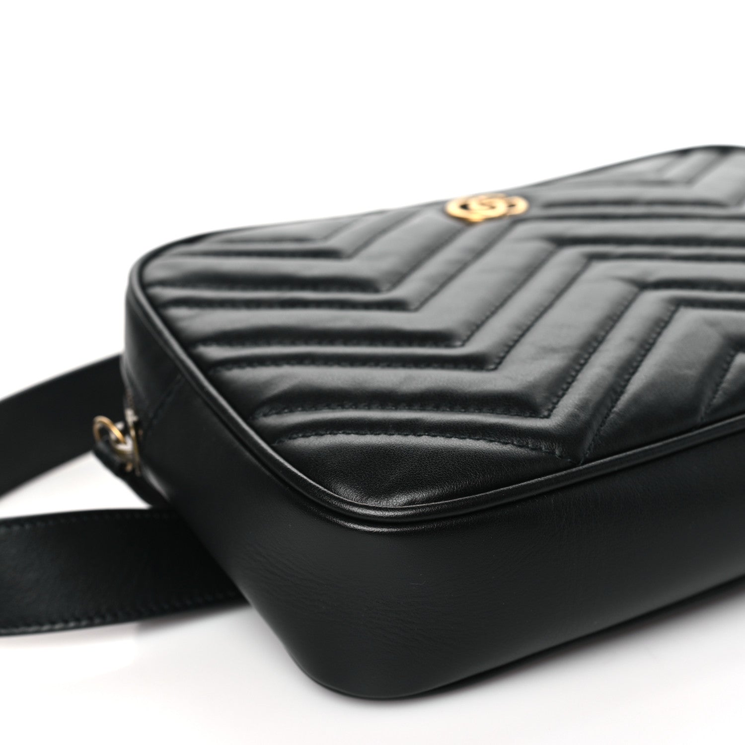 Gucci Calfskin Matelasse Mens GG Marmont Belt Bag 80 32 Black 8 of 10