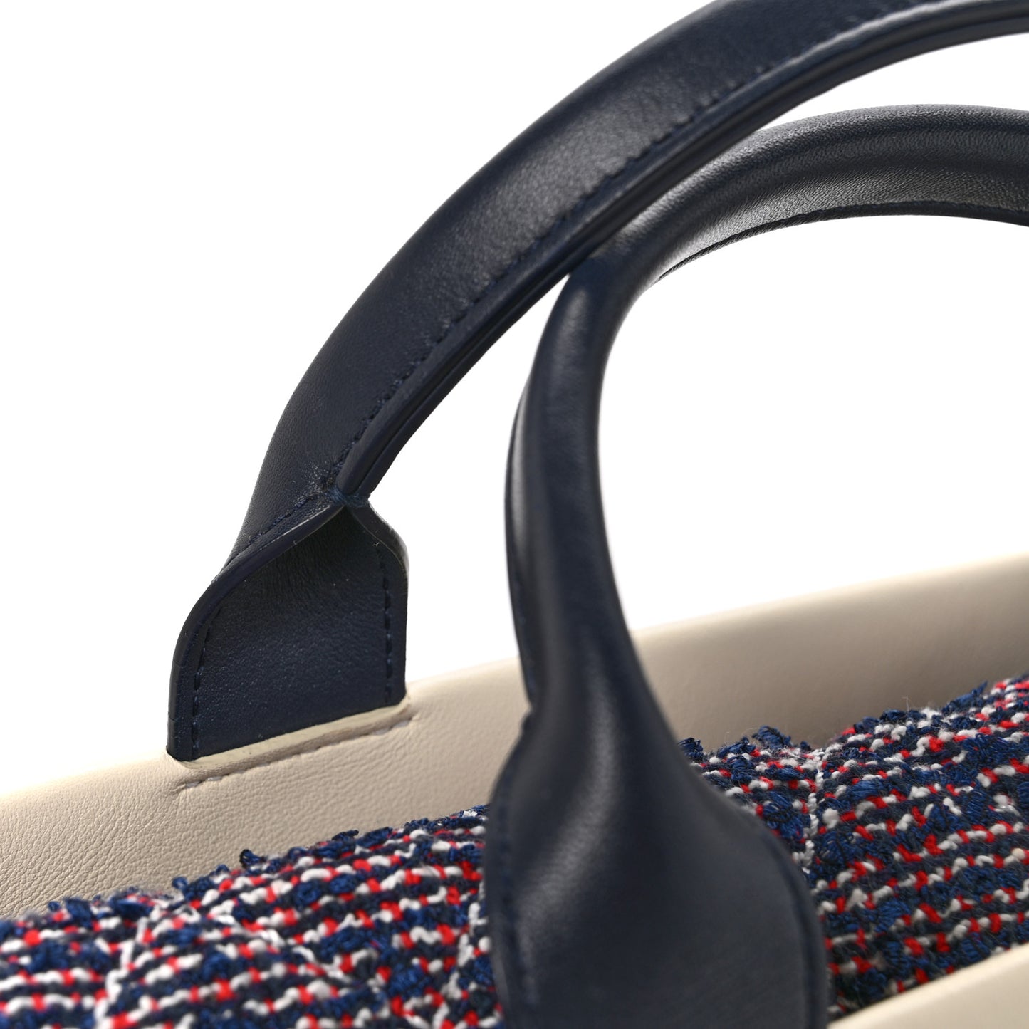 Calfskin Tweed Quilted Large Portobello Tote White Multicolor