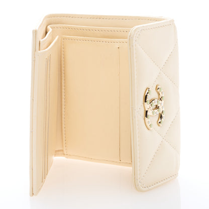 Chanel Iridescent Calfskin Quilted Compact Flap Wallet Beige 5 of 6