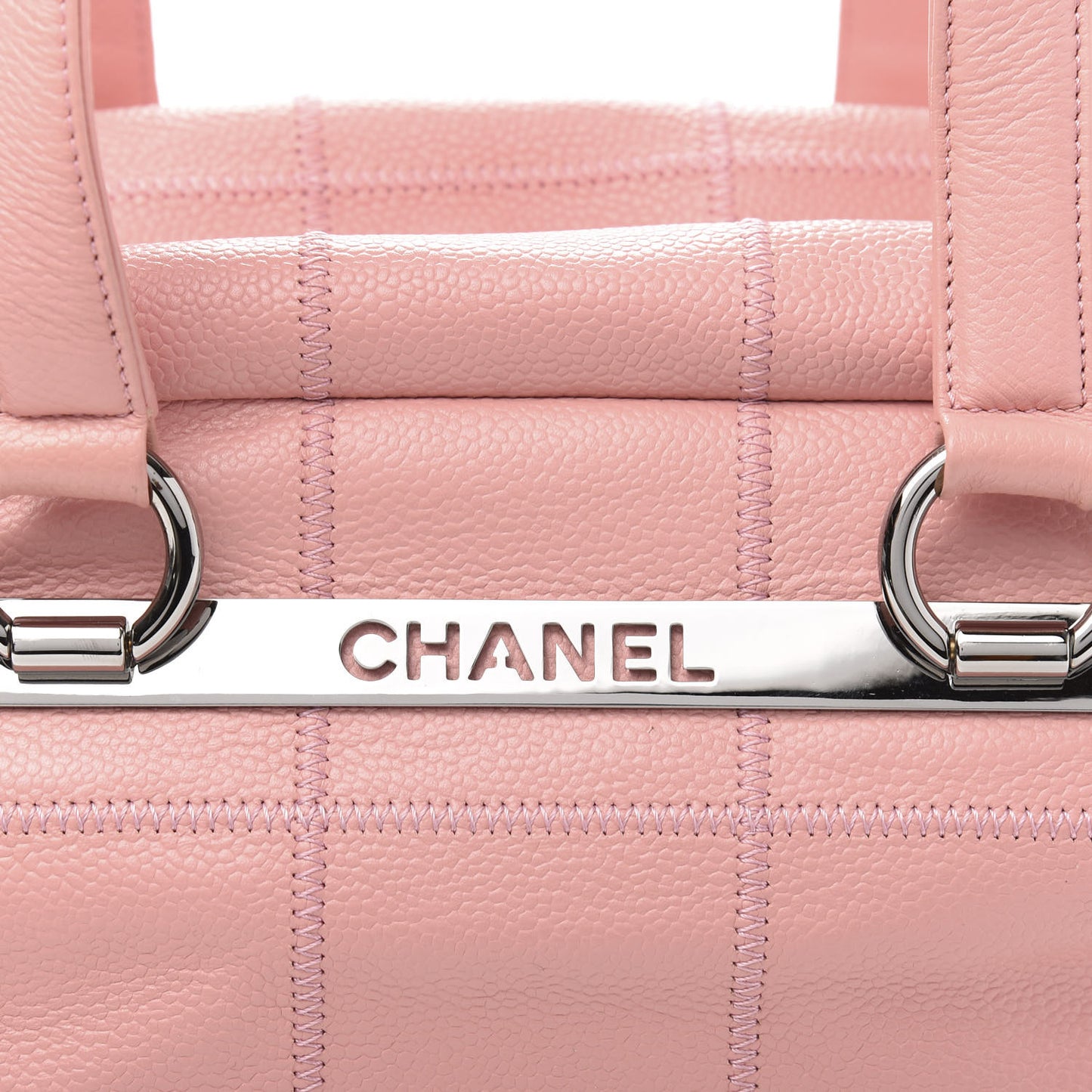 Caviar Square Stitched Bowler Pink