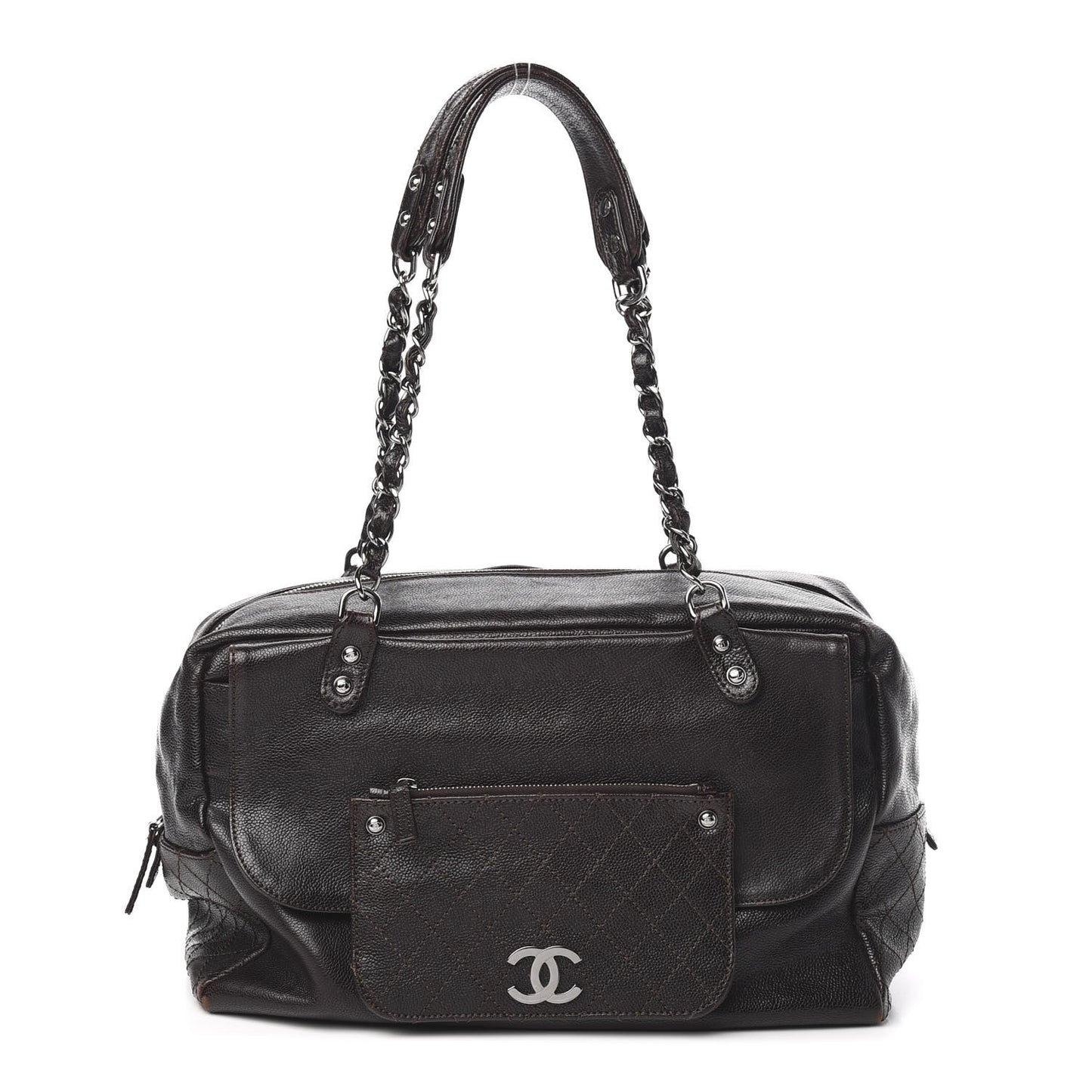 Glazed Caviar Pocket In The City Tote Brown