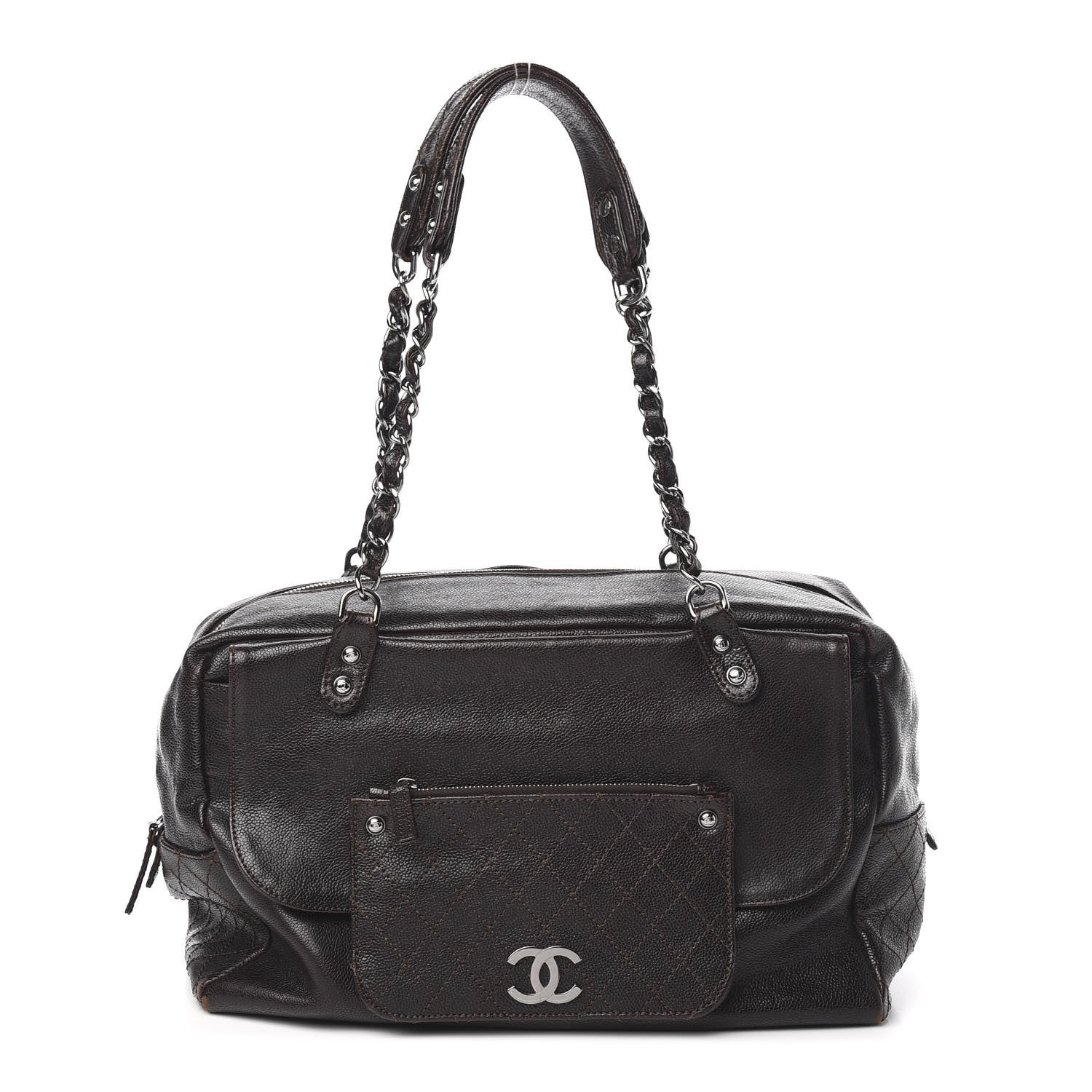 Chanel Glazed Caviar Pocket In The City Tote Brown 1 of 12