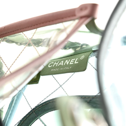 Chanel Lambskin PVC Quilted Medium Coco Splash Flap Blue Green 6 of 12