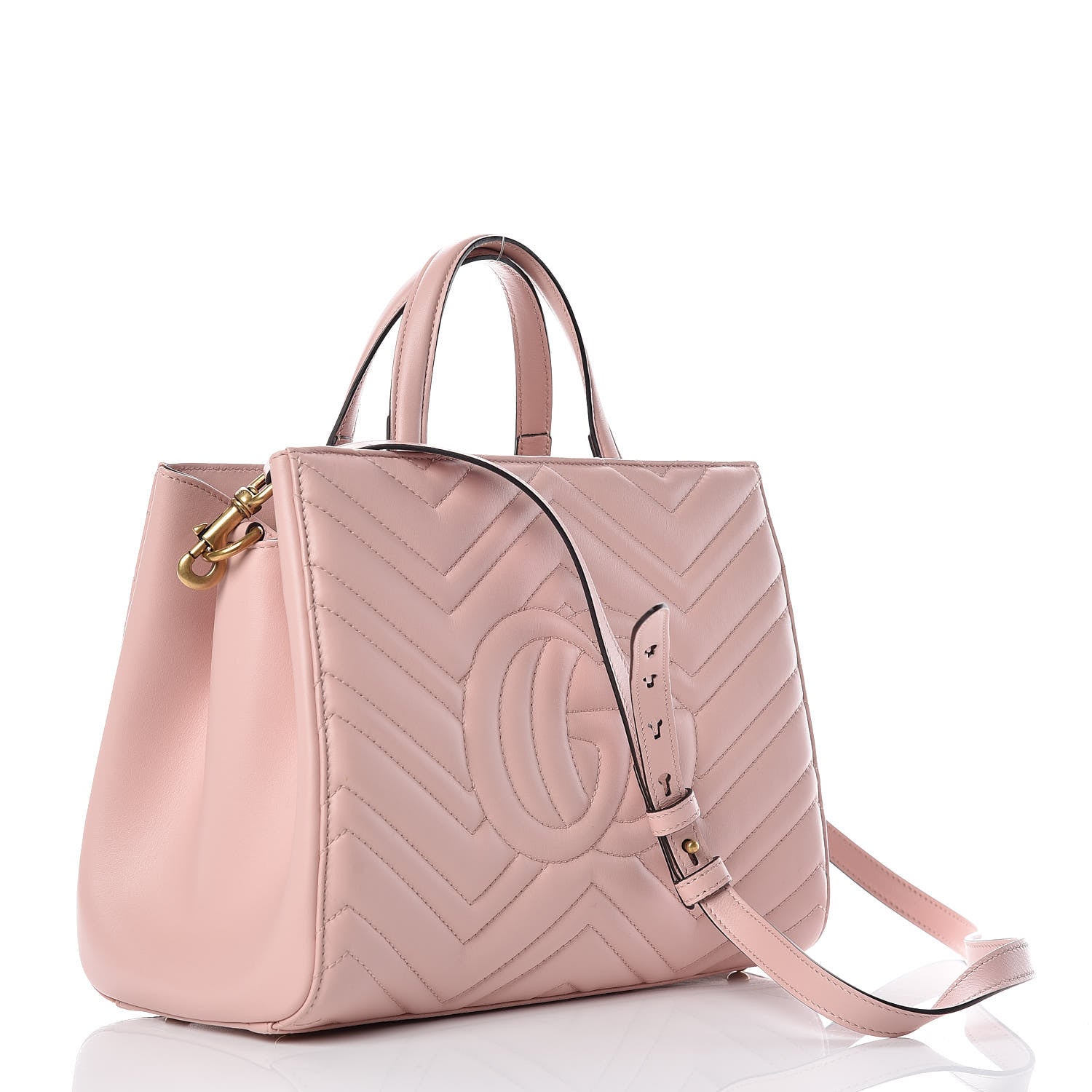 Gucci Calfskin Matelasse Small GG Marmont Tote Perfect Pink 3 of 9