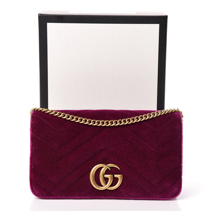 Gucci Velvet Matelasse GG Marmont Mini Bag Fuchsia Violet Cyclamen 13 of 13