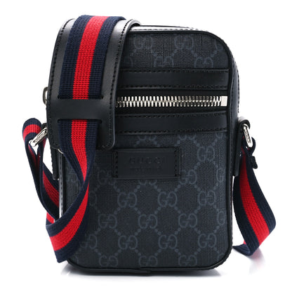 Gucci GG Supreme Monogram Appia Calfskin Web Small Camera Messenger Bag Black Grey 1 of 13