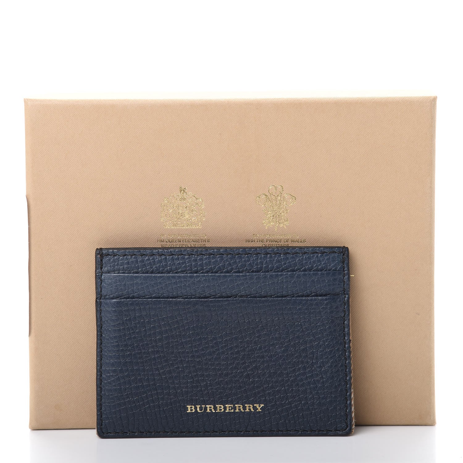 Burberry Grainy Calfskin House Check Sandon Card Case Navy 9 of 9