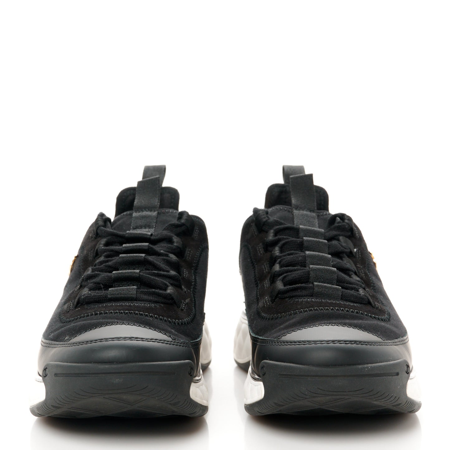 Velvet Calfskin Mixed Fibers CC Sneakers 41 Black