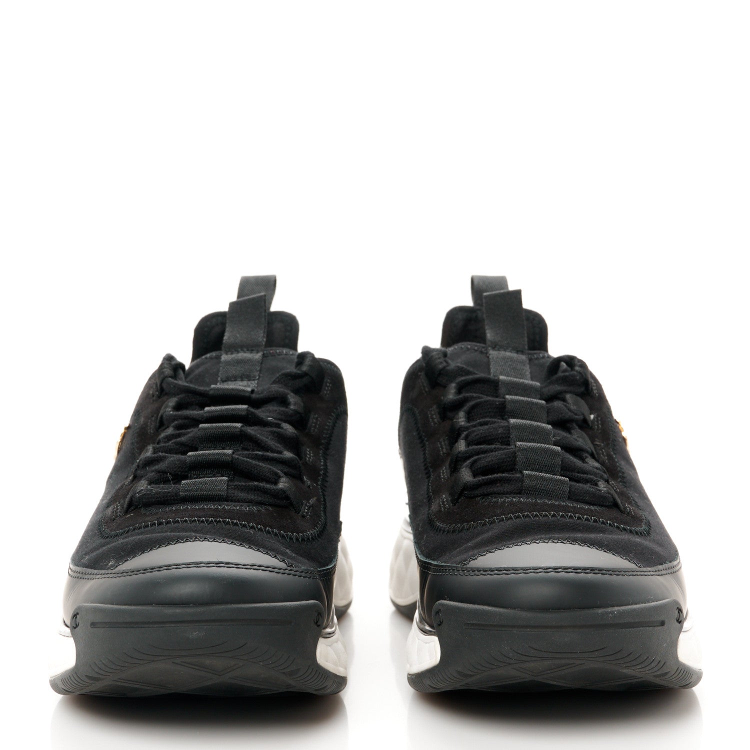 Chanel Velvet Calfskin Mixed Fibers CC Sneakers 41 Black 2 of 10