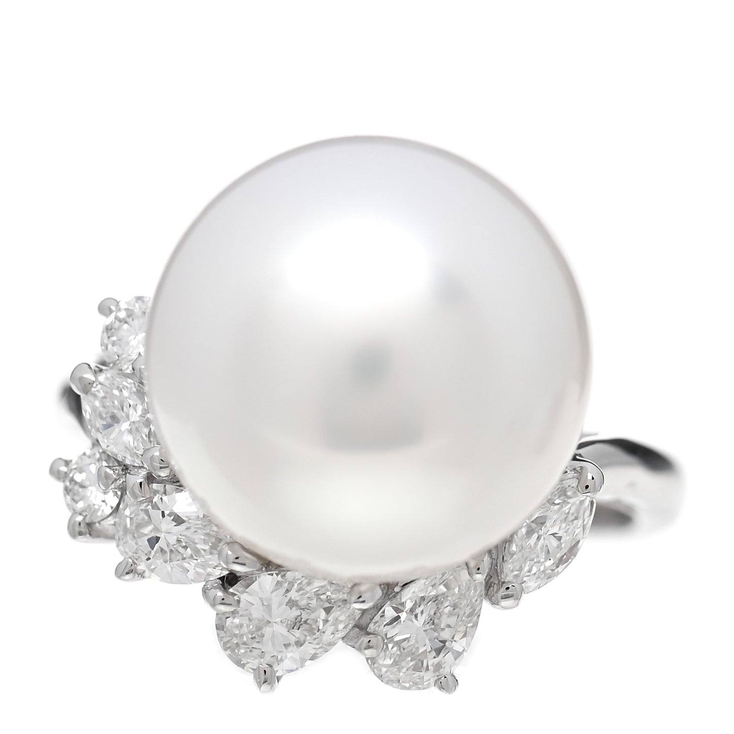 Platinum Diamond South Sea Cultured Pearl 12mm Cocktail Ring 49 5