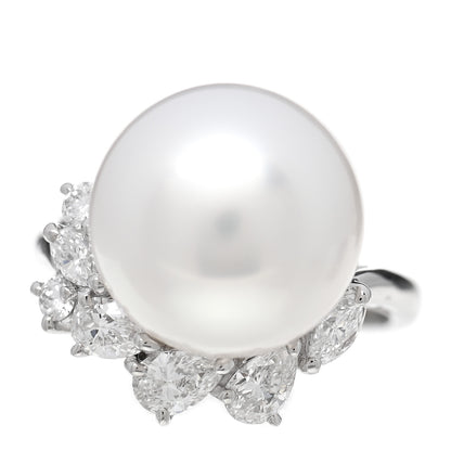 Mikimoto Platinum Diamond South Sea Cultured Pearl 12mm Cocktail Ring 49 5 1 of 5