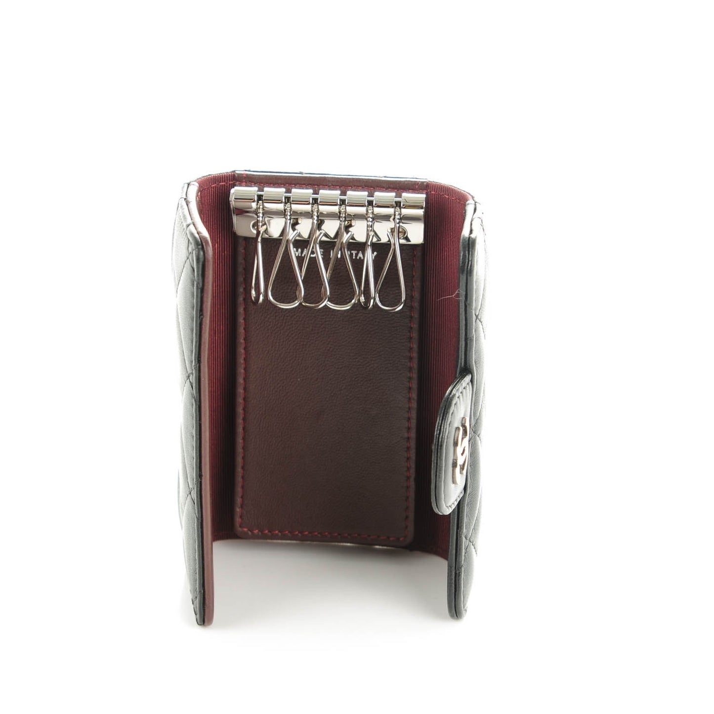 Lambskin Quilted 6 Key Holder Black