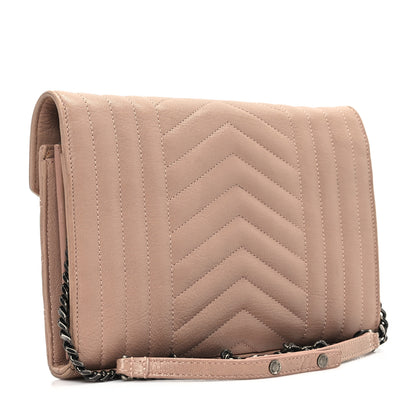 Saint Laurent Sheepskin Tri-Quilt Monogram Envelope Chain Wallet Dark Beige 3 of 13