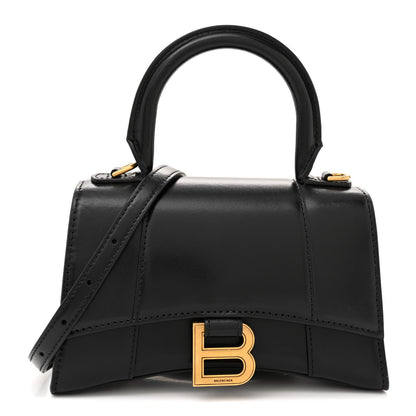 Balenciaga Shiny Box Calfskin Hourglass Top Handle Bag XS Black 1 of 13