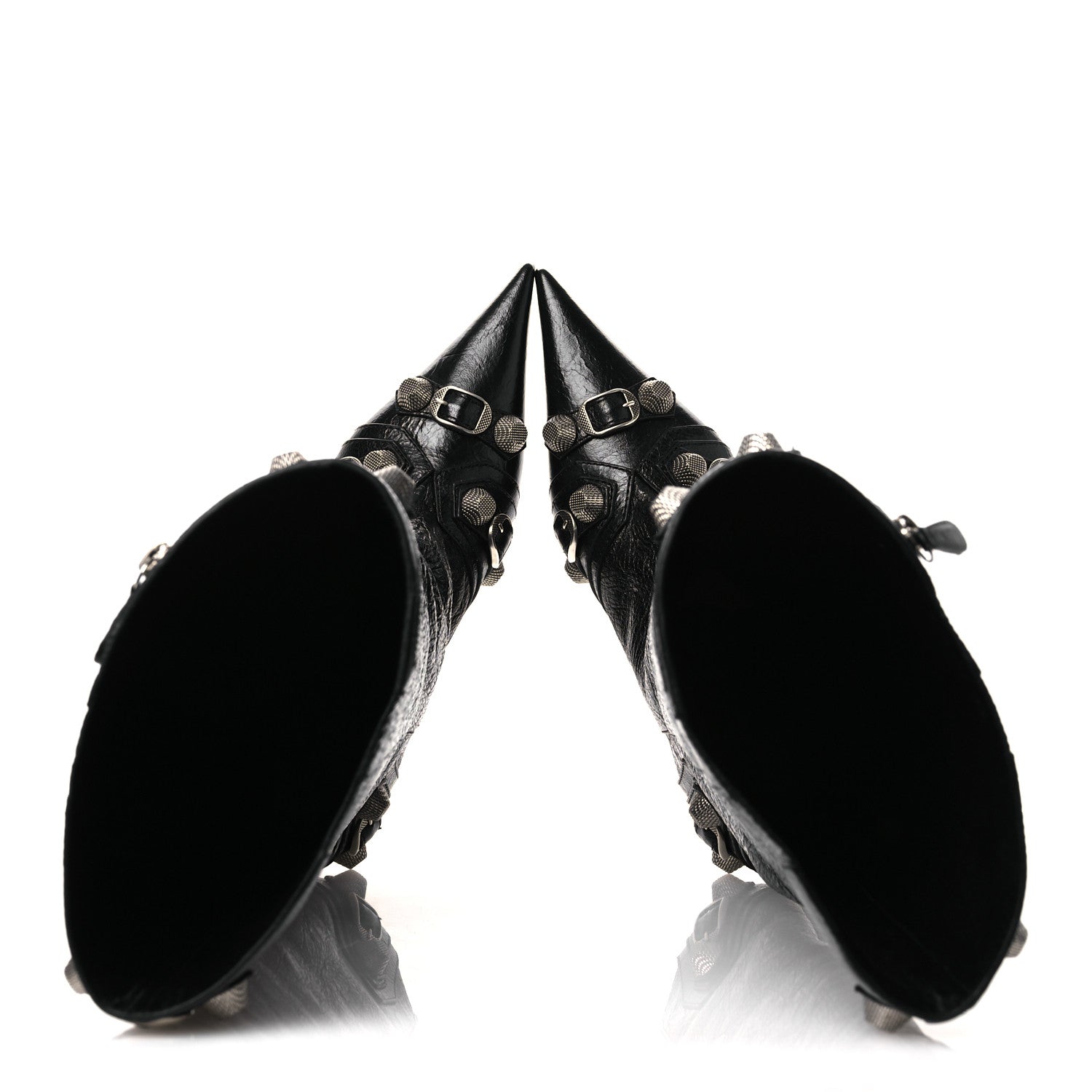 Balenciaga Agneau Arena Spiked Cagole 50mm Wide Boots 36 Black