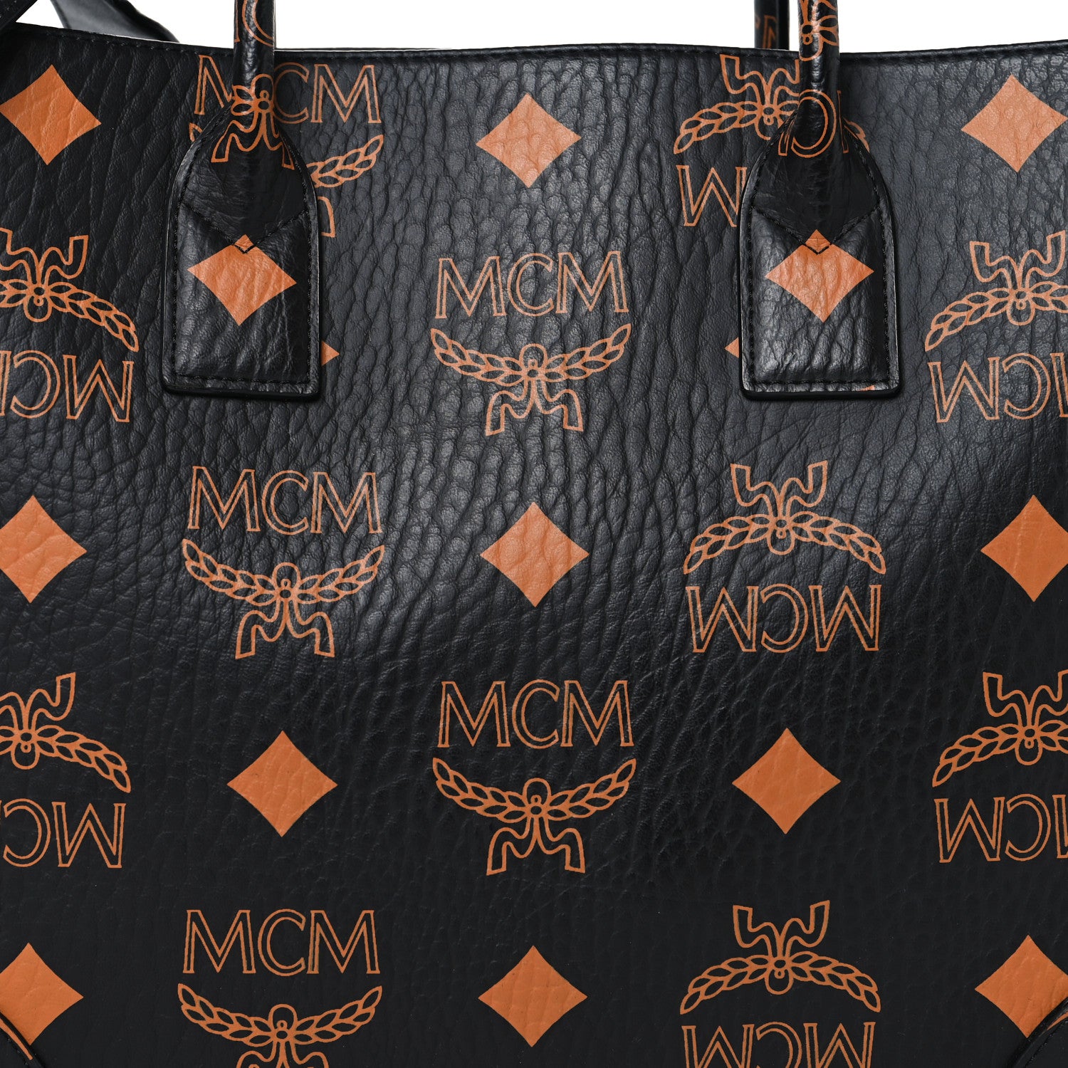 MCM Visetos Maxi Large Munchen Tote Black Cognac 1781571
