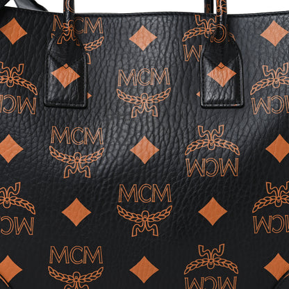 MCM Visetos Maxi Large Munchen Tote Black Cognac 8 of 14