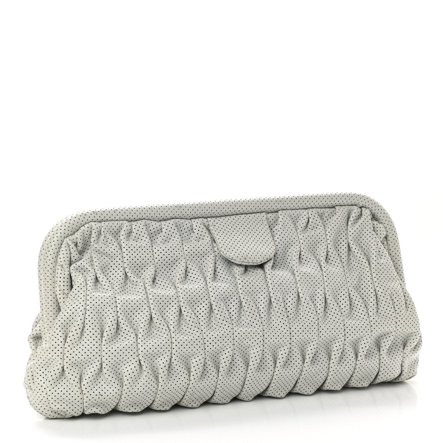 Lambskin Perforated Clutch White