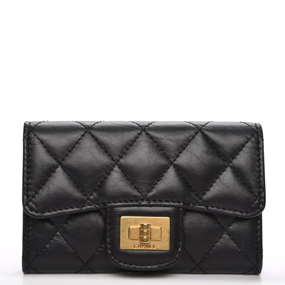 Chanel Aged Calfskin Quilted Reissue Flap Card Holder Black 1 of 8