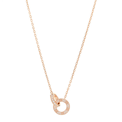 Cartier 18K Pink Gold Diamond Interlocking LOVE Paved Necklace 1 of 4