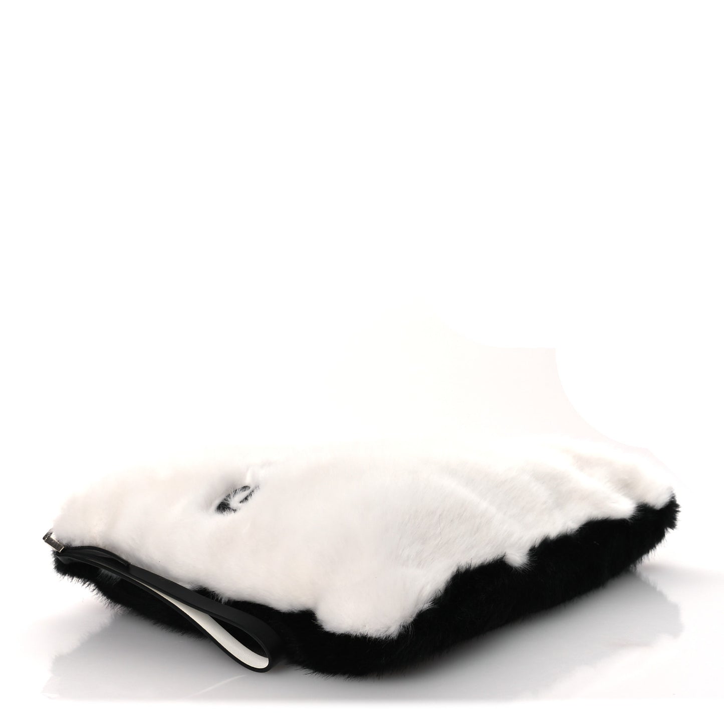 Faux Fur Two Tone Large GV3 Pouch Wristlet Black White