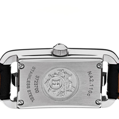 Hermes Stainless Steel Barenia Diamond Malachite 17mm Nantucket Quartz Watch Noir 4 of 5