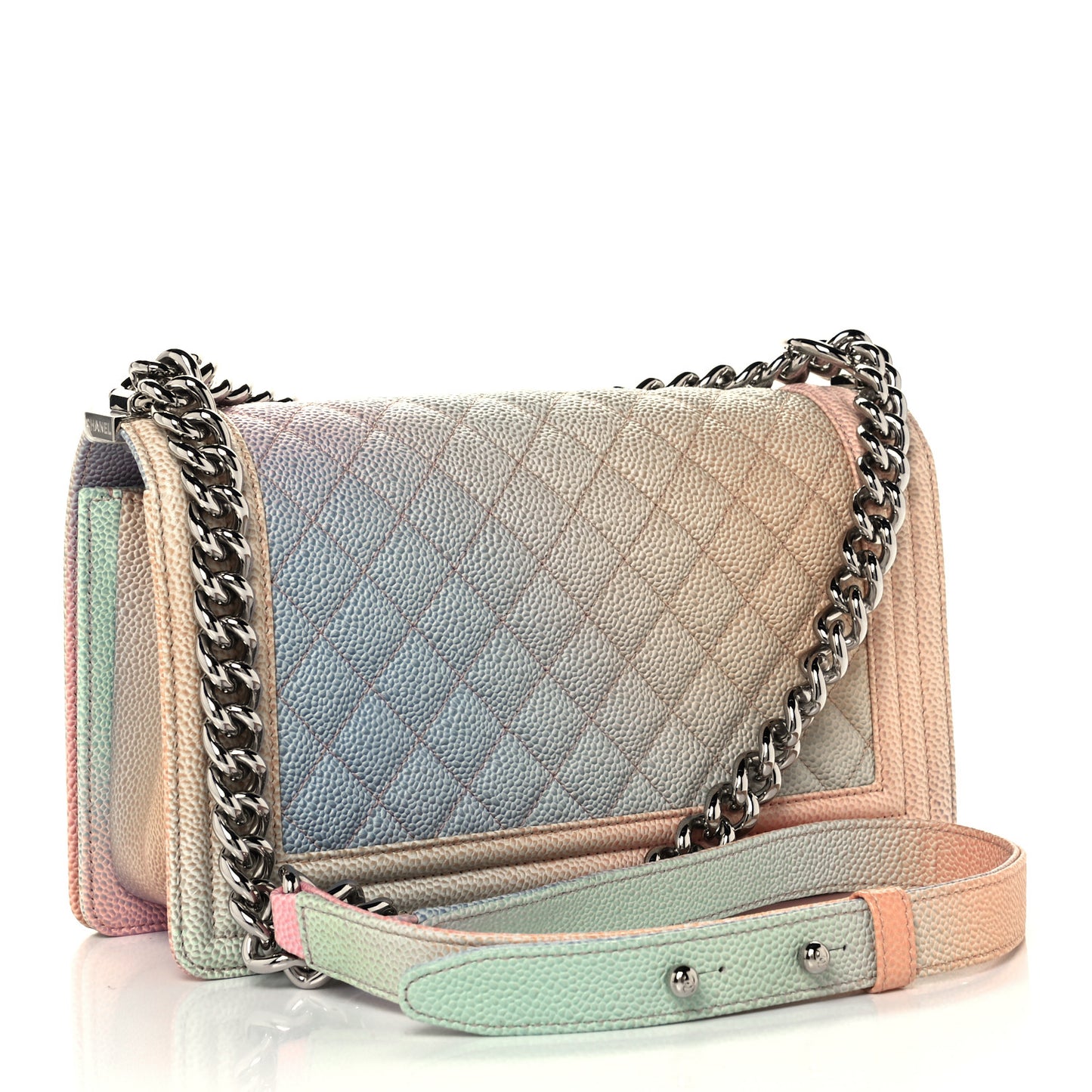 Caviar Quilted Medium Cuba Rainbow Boy Flap Pink Multicolor