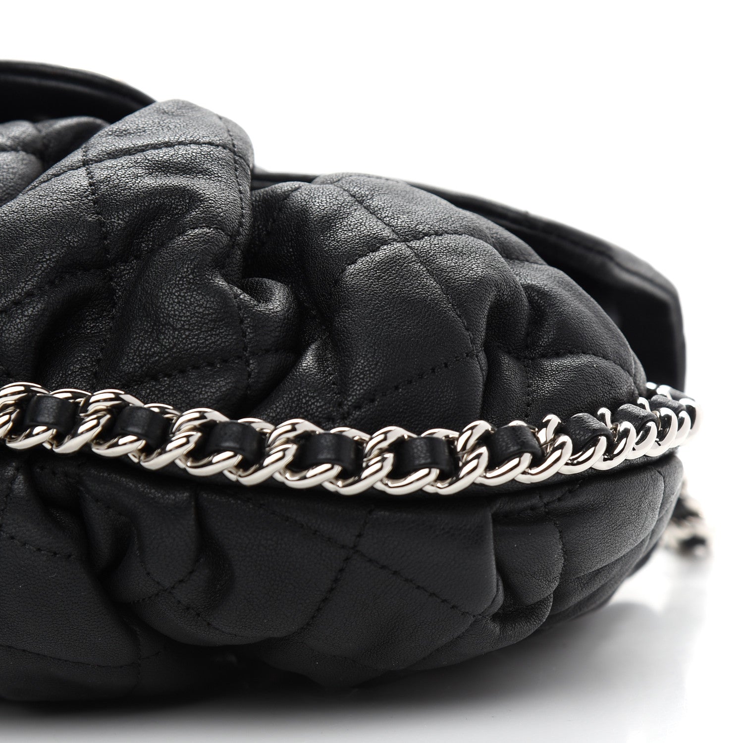 Chanel Washed Lambskin Quilted Medium Chain Around Messenger Black 9 of 9