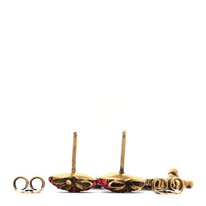 Gucci Metal Crystal Interlocking G Strawberry Drop Earrings 3 of 6