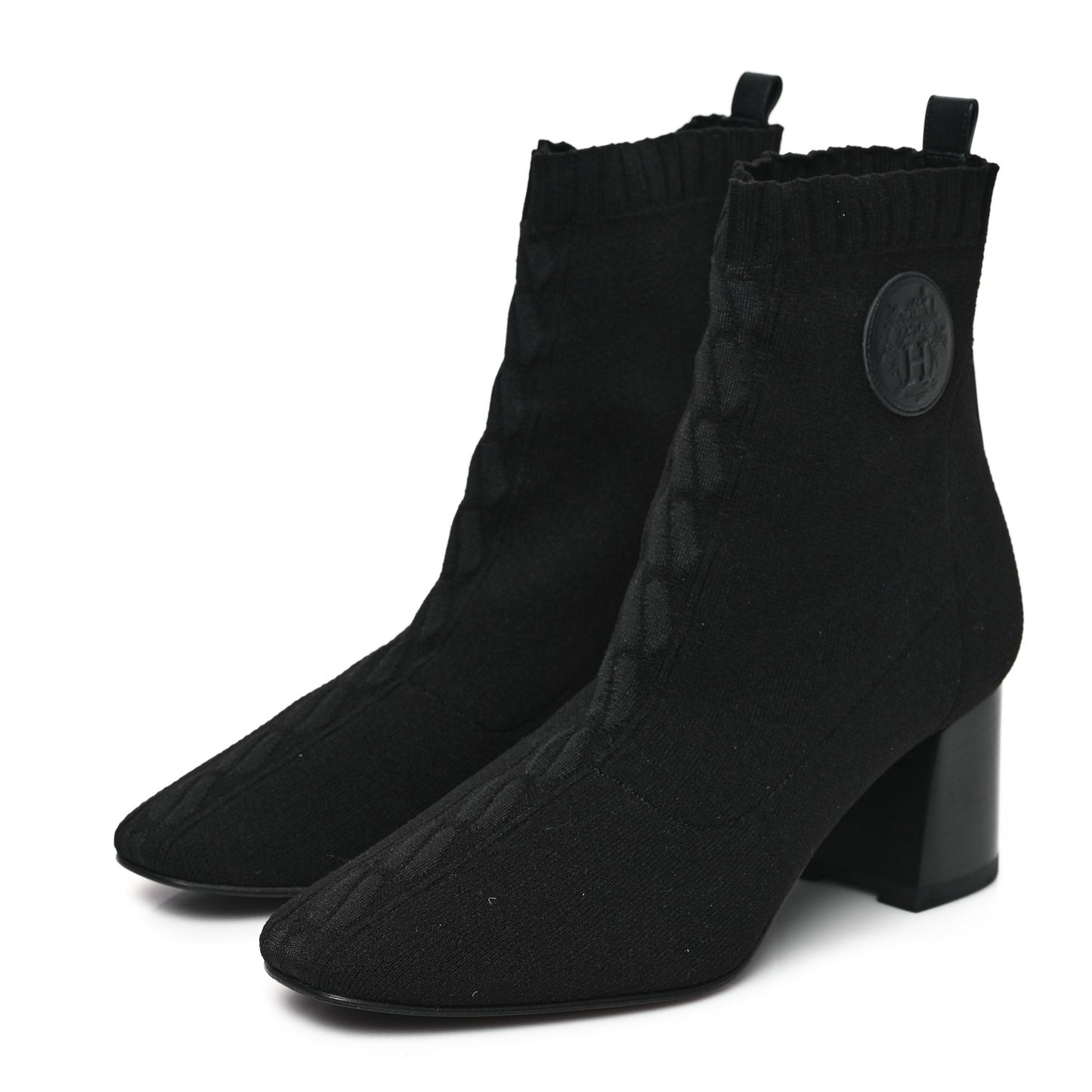 Knit Calfskin Jenna 60 Ankle Boots 41 Black