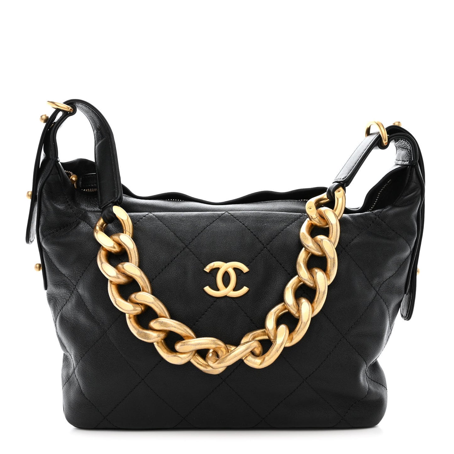Calfskin Quilted Daily Hobo Black